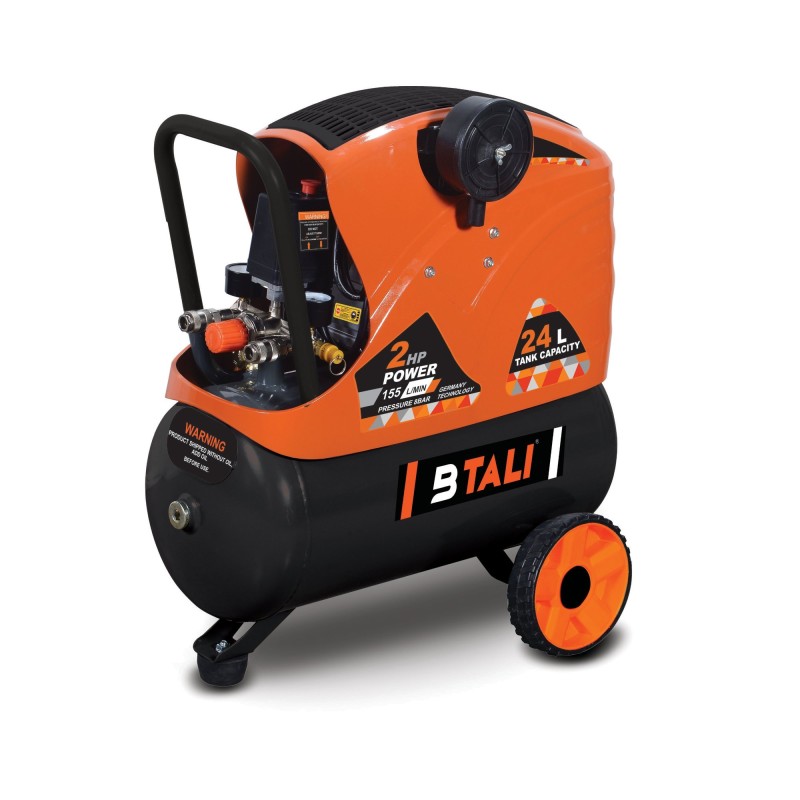 Btali 24 Ltrs Air Compressor with 2 HP Motor and 115 PSI Max. Pressure