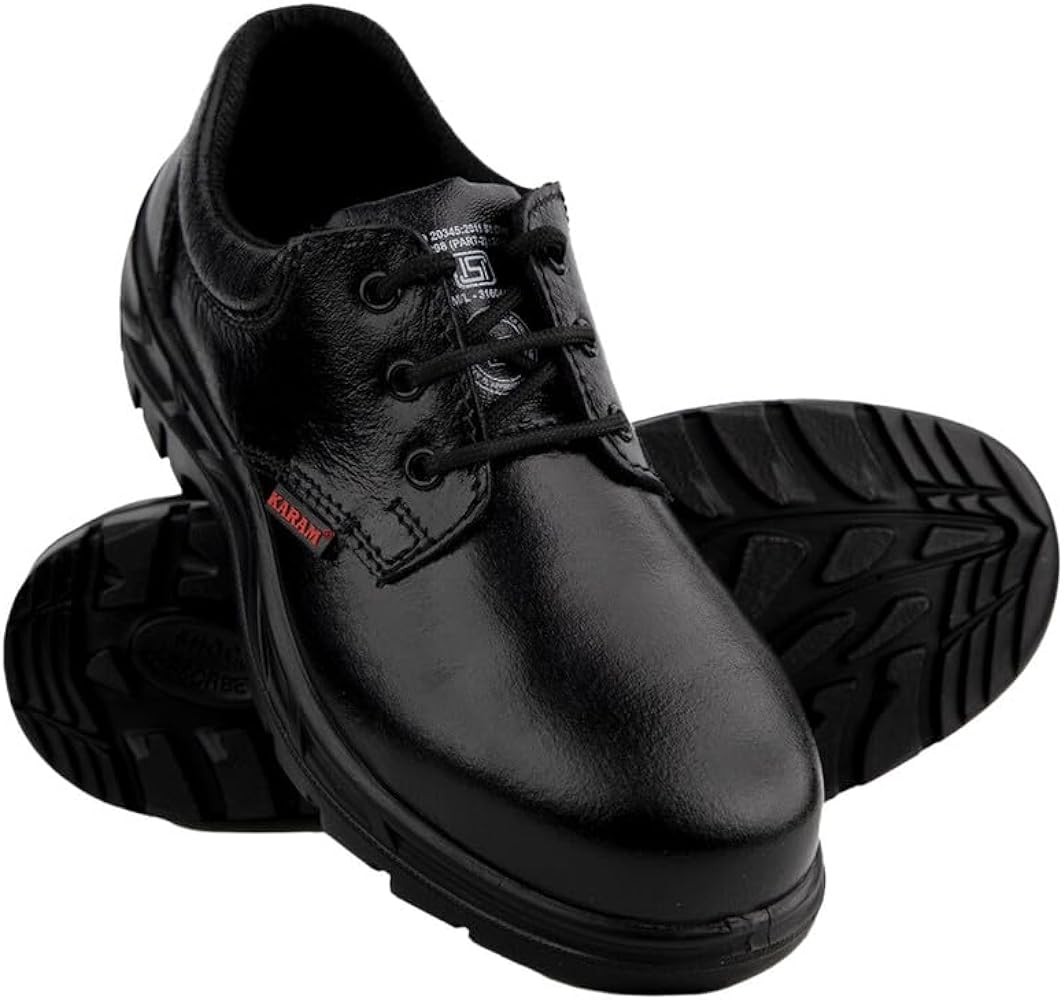 Karam Leather Safety Shoes with steel toe Black