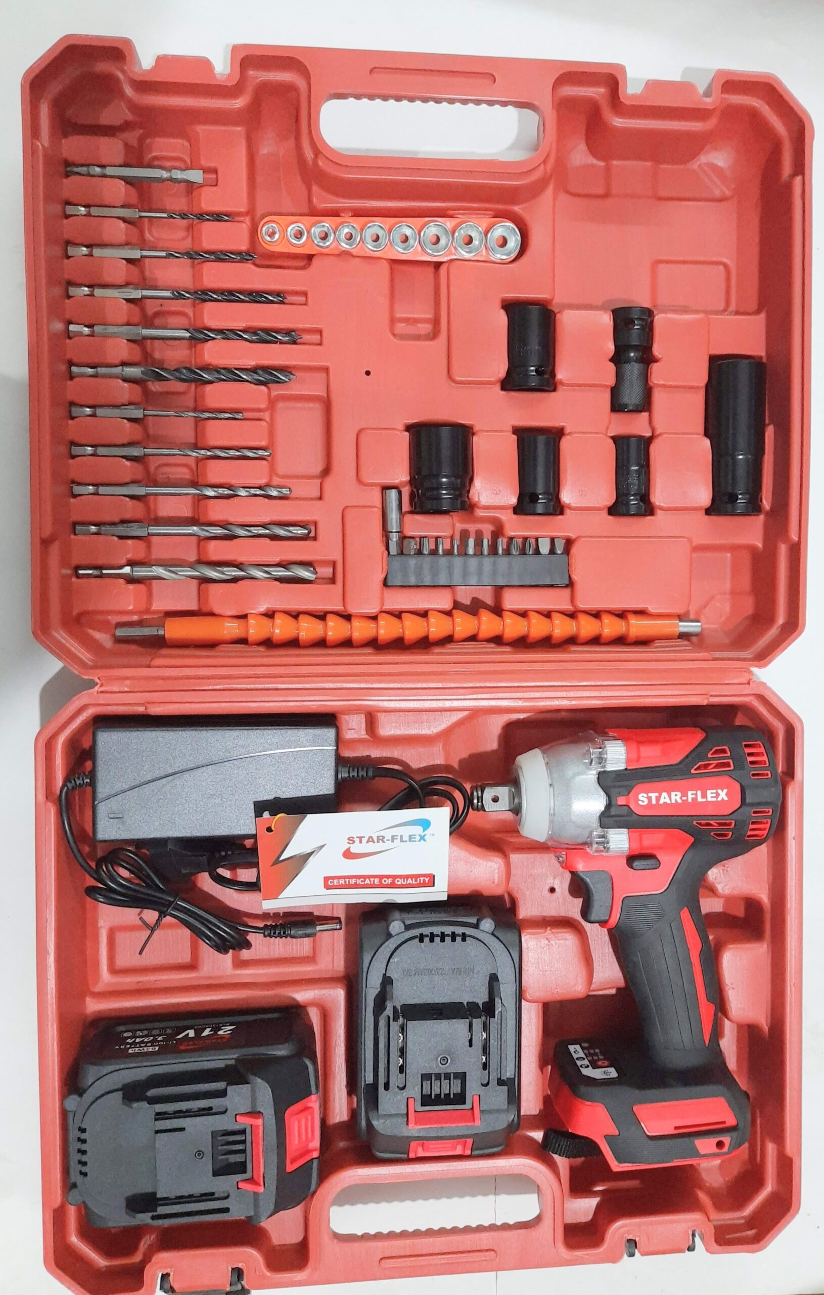 Starflex 21V Cordless Impact Wrench with 39Pcs Accessories Kit and 300NM Torque 