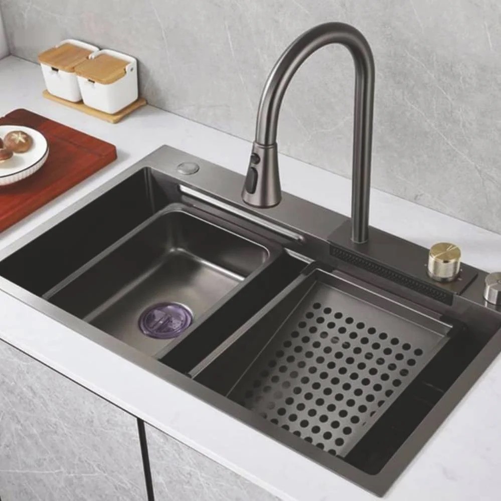 Galley Intelligent Stainless Steel Kitchen Sink with Pullout Faucet and Cup Washer 